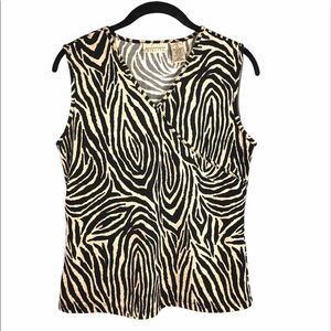 Stretch Wild Animal Print Sleeveless Top, Size S